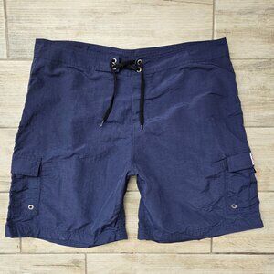 Pelagic Navy Nylon Cargo Fishing Shorts Men Drawstring Lightweight Outdoor 40